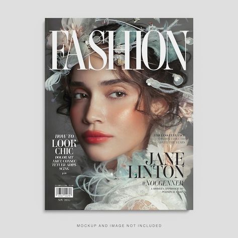 PSD fashion magazine cover template in l... | Premium Psd #Freepik #psd #lifestyle #design #fashion #front Fashion Magazine Back Cover, Aesthetic Magazine Cover Graphic Design, Magazine Back Cover, Magazine Cover Ideas, Magazine Front Cover, Magazine Cover Template, Woman Magazine, Fashion Magazine Cover, Magazine Cover Design