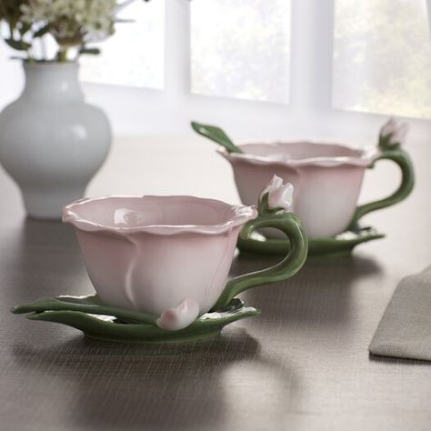 August Grove® Ramey Pink Rose Cup and Saucer Procelain Set | Wayfair Pink Orchids, Appetizer Plates, China Porcelain, Cup Saucer, Tea Cup Saucer, Cup And Saucer Set, Cups And Mugs, Dinnerware Set, Mugs Set