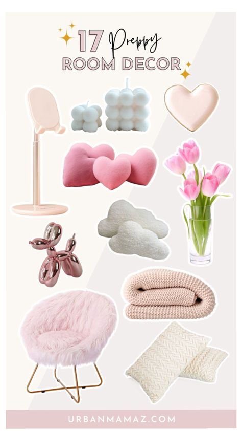 Aesthetic Thing For Room, Bedroom Accessories Ideas Room Decor, Preppy Room Decorations, Preppy Room Decor Stuff, Preppy Room Decor Bedroom, Cute Preppy Room Ideas, Cute Aesthetic Room Ideas, Cozy College Apartment, How To Make Your Room Aesthetic