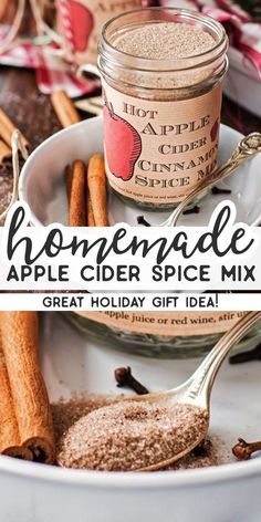 This recipe for homemade Hot Apple Cider Cinnamon Spice Mix is amazing! It's easy to make with few ingredients and makes for a perfect DIY Thanksgiving hostess or Christmas food gift. Stir into hot apple juice or red wine for a delicious and warming holiday drink. Includes free printable gift label. | #christmas #thanksgiving #diyfoodgift #diygiftideas #foodgift #diygift #giftideas #fall #fallrecipes #fallideas #autumn #autumnrecipes #applerecipes #cinnamon #christmasgifts #hostessgift Homemade Hot Apple Cider, Hot Apple Juice, Homemade Dry Mixes, Thanksgiving Hostess, Hot Drinks Recipes, Homemade Apple Cider, Winter Drink, Diy Food Gifts, Spice Mix Recipes