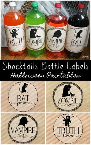 Halloween 2 Liter Bottle Labels, Easy Cheap Halloween Party Ideas, Halloween Soda Labels Printable Free, Halloween Soda Labels, Halloween Downloads, Halloween Party Printables, Halloween Fest, Halloween Bottles, Spooky Halloween Party