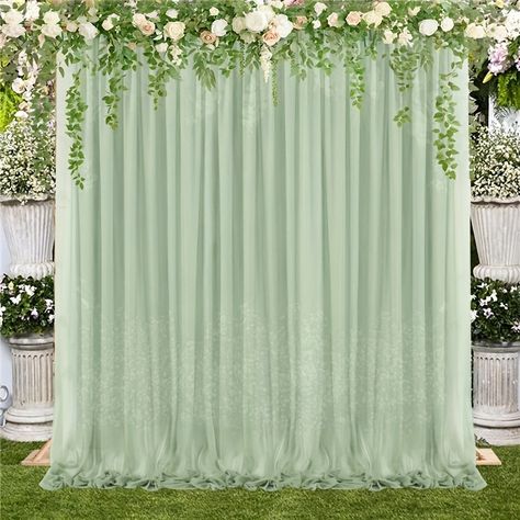 Faster shipping. Better service Sage Green Wedding Backdrop, Wedding Photography Props, Photo Booth Backdrop Wedding, Wedding Reception Backdrop, Photo Backdrop Wedding, Green Backdrops, Ceremony Arch, Photo Booth Backdrop, Stage Decorations