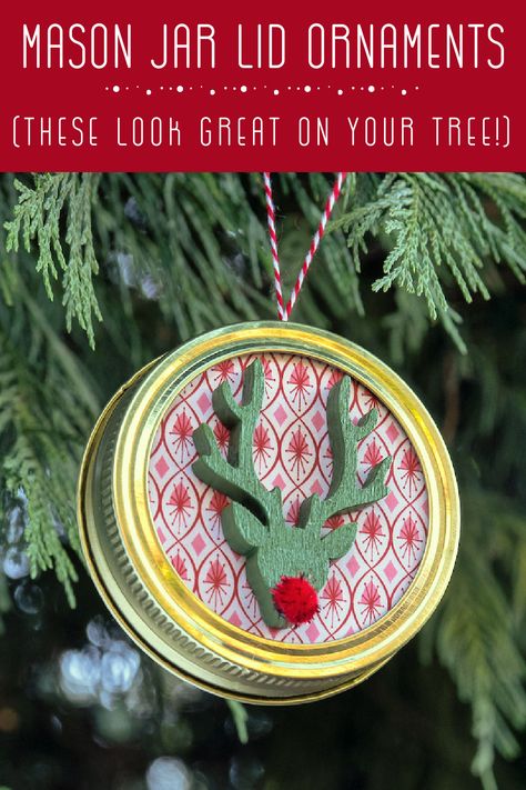 Make mason jar lid ornaments and add a rustic touch to your Christmas decorating! Perfect for farmhouse style and can be customized easily. Mason Jar Lid Ornaments, Jar Lid Ornaments, Diy Holiday Candles, Lid Ornaments, Mason Jar Lids Crafts, Jar Lid Crafts, Crochet Baubles, Mason Jar Lids Ornaments, Christmas Scrapbook Paper