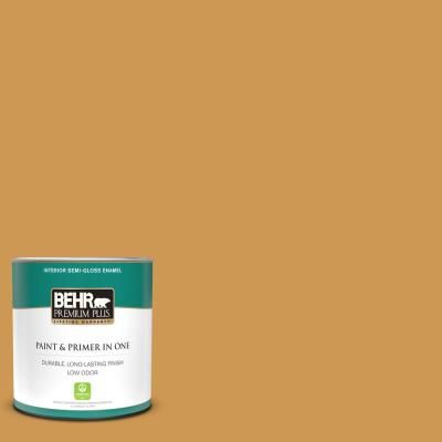 BEHR PREMIUM PLUS 1 qt. #M270-6 Glazed Pears Semi-Gloss Enamel Low Odor Interior Paint and Primer in One Wallpaper Brick, Behr Ultra, Behr Premium Plus, Behr Marquee, Trim Molding, Flat Interior, Cinder Block, Paint Primer, Home Decorators Collection