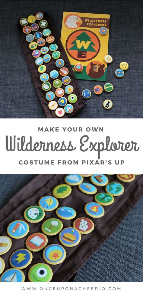 Wilderness Explorer Costume, Disfraz Up, Russell Up Costume, Russel Up, Disney Cosplay Ideas, Explorer Costume, Badges Diy, Wilderness Explorer, Badge Maker