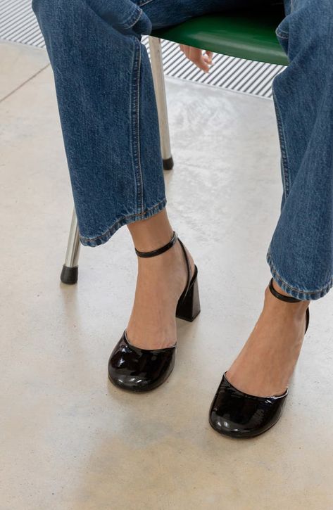 Dear Frances Harlow Ankle Strap Pump (Women) | Nordstrom Closed Toe Heels Outfits, Close Toed Heels, Block Heels Outfit, Clothing Aesthetics, Pumps Outfit, Dear Frances, Heels Outfits, Ankle Heels, Classy Fashion