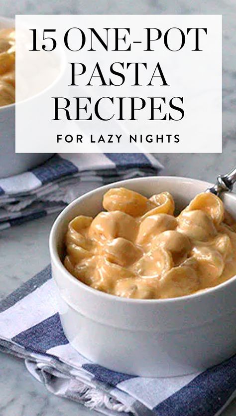 15 One-Pot Pasta Recipes for Lazy Nights via @PureWow via @PureWow Late Night Pasta Recipes, Pasta Breakfast Recipes, Lazy Pasta Recipes, Pasta Recipes For One, Pasta For One, Sweet Pasta, Lazy Dinner, Dinner Italian, Lazy Dinners