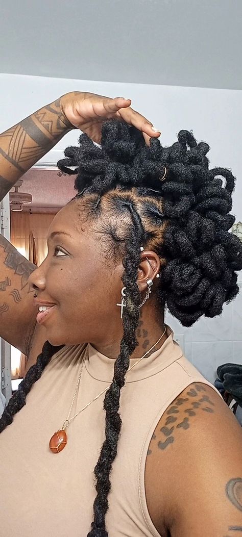 Loc Styles For Thick Locs, Locs With Hair Jewelry, Loc Updo Styles Long, Mini Locs, Burgundy Locs, Locs Ideas, Loc Ideas, Dreads Styles For Women, Loc Updo