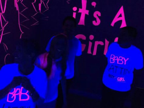 Gender Reveal Light Show, Black Light Gender Reveal, Neon Gender Reveal, Twinkle Twinkle Gender Reveal, Baby Wall, Baby Gender Reveal Party, Future Love, Glow Party, Baby Gender Reveal