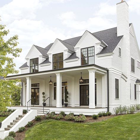 White Dove Exterior, White Exterior Paint Colors, White Exterior Paint, White Exterior Houses, Transitional Exterior, Modern Colonial, Best White Paint, Exterior Paint Color, White Exterior