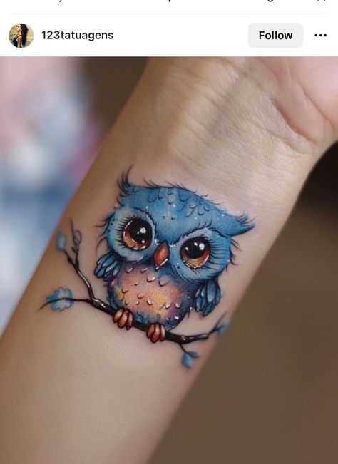 Tattoo Ideas Female Thigh, Baby Owl Tattoos, Cute Owl Tattoo, Purple Tattoos, Beautiful Tattoos For Women, Tattoos For Women Flowers, Tasteful Tattoos, Wrist Tattoos For Women, Tattoo Ideas Female