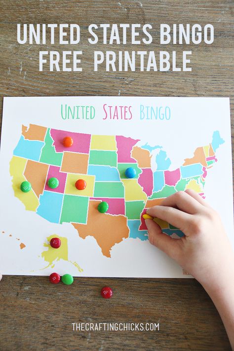 This US map game is a great way to help your kids learn about the United States while they play a game they love....BINGO! Free bingo game! MichaelsMakers Skip to My Lou Learning States, Us Geography, Us State Map, Geography For Kids, 4th Grade Social Studies, Map Games, Teaching Geography, Homeschool Geography, Homeschool Social Studies