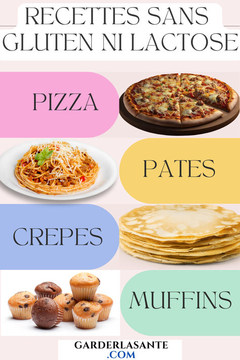 Pizzas SANS GLUTEN NI LACTOSE, Pâtes SANS GLUTEN NI LACTOSE, Crêpes SANS GLUTEN NI LACTOSE, Muffins SANS GLUTEN NI LACTOSE, Smoothies SANS GLUTEN NI LACTOSE, Collations SANS GLUTEN NI LACTOSE Menu Sans Gluten, Sans Gluten Sans Lactose, Sans Gluten, Allergies, Biscuits, Sandwiches, Muffins, Sauce