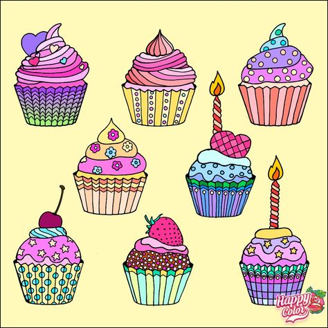 Diy Baby Costumes, Anchor Wallpaper, Cupcake Tattoos, Cupcake Drawing, 2nd Grade Art, Cupcake Art, Colouring Pics, Coloring Apps, Painted Cakes