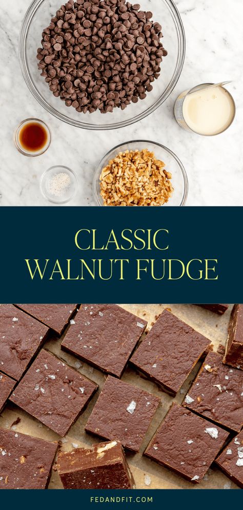 This classic chocolate walnut fudge is delicious and totally fuss-free! Chocolate Walnut Fudge Recipe, Walnut Fudge Recipe, Chocolate Walnut Fudge, Holiday Fudge, Walnut Fudge, Gluten Free Desserts Recipes, Fudge Recipe, Baking Cookies, Yummy Desserts