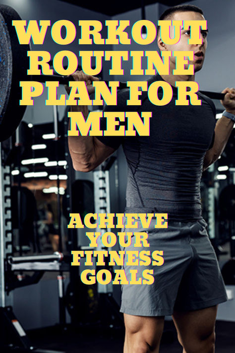 Graphic showcasing a full-body workout routine for men. Includes exercises like push-ups, squats, deadlifts, and planks. Each exercise is illustrated with a simple icon and labeled with recommended sets and reps. The design features a clean layout with bold text and a motivating color scheme, ideal for fitness enthusiasts looking to build strength and endurance. Beginner Gym Routine Men, Getting Back Into The Gym, Free Weight Workout For Men, Workout Routine For Men Gym, Men’s Workout Routine, Light Gym Workout, Mens Gym Workout Plan, 1 Hour Gym Workout, Workout Plan For Men Gym