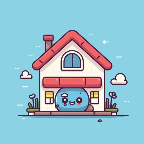 Cute kawaii house chibi  mascot vector cartoon style Chibi Mascot, Kawaii House, House Cartoon, Icon Cute, Vector Cartoon, Cartoon Style, Cute Kawaii, Cartoon Styles, Vector Art