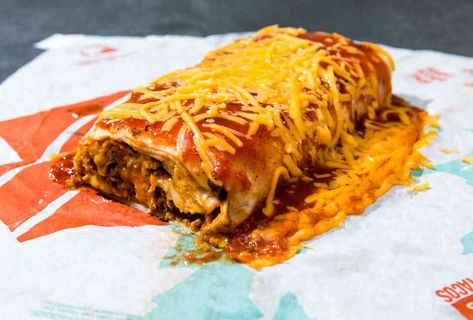 Taco Bell Secret Menu: How to Order Discontinued Taco Bell Items - Thrillist Taco Bell Secret Menu, Taco Bell Enchirito, Taco Bell Enchirito Recipe, Burrito Supreme, Enchirito Recipe, Creamy Jalapeno Sauce, Secret Menu Items, Nacho Cheese Sauce, Top Secret Recipes