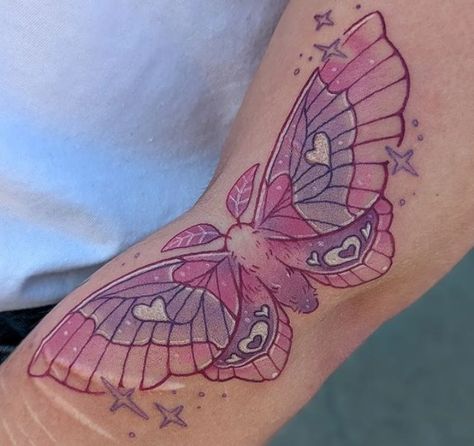 Pastel Tattoo, Petit Tattoo, Pink Tattoo, Funky Tattoos, Muster Tattoos, Kawaii Tattoo, Moth Tattoo, Cute Little Tattoos, Tatuaje A Color