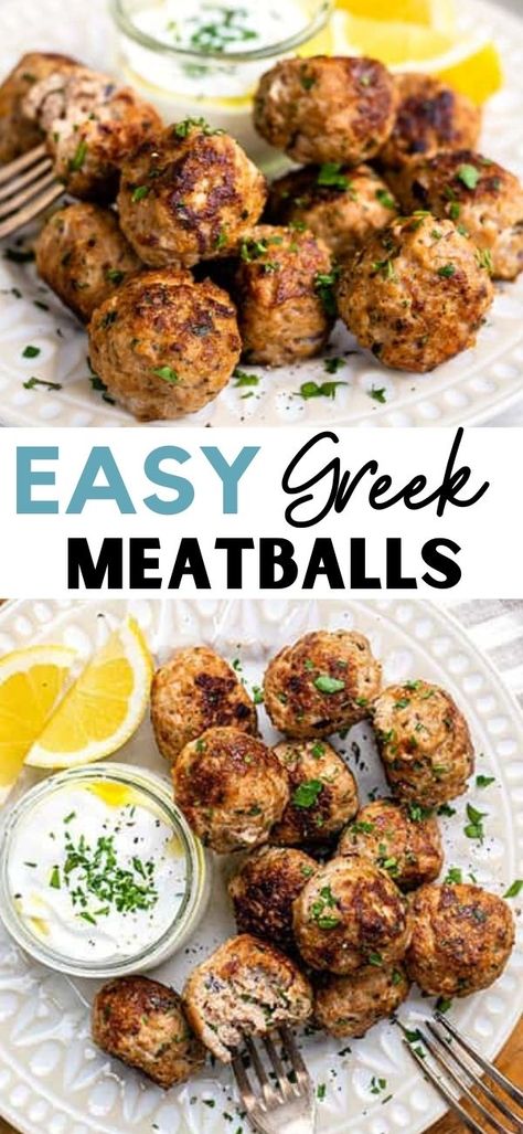 Greek Meatball Bowls Healthy, Turkey And Feta Meatballs, Greek Meatballs Turkey, Healthy Turkey Minced Meat Recipe, Middle East Meatballs, Turkey Meatball Pita, Meals Using Turkey Meat, Turkey Gyro Meatballs, Healthy Greek Turkey Meatballs