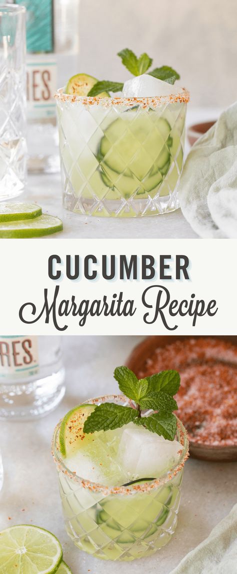 Cucumber Margarita Recipe, Margarita Mocktail Recipe, Recipes Cucumber, Lime Margarita Recipe, Cucumber Margarita, Cucumber Drink, Cucumber Cocktail, Mint Margarita, Cucumber Slices