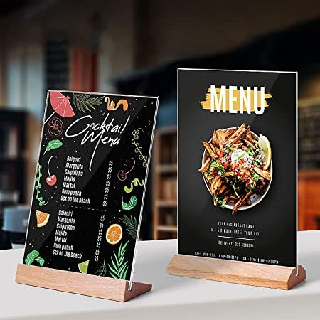 Acrylic Stand Display, Menu Stand Design, Table Menu Design, Menu Display Ideas, Table Menu Stand, Flyer Display, Dream Restaurant, Menu Frame, Menu Cafe