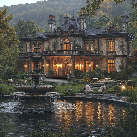 Immerse in the splendor of a Historic Estate in the Queen Anne style, in England's Lake District, 10,000 sqft. Natural light enhances muted color grading, showcasing intricate Queen Anne design. Let this AI marvel inspire your historical luxury retreat. Can you hear the melodious bird songs or envision a serene stroll by the fountain? Share your thoughts! 🌳🏰 #DreamHomeInspiration #LuxuryInteriors #QueenAnneStyle #EnglishCountryside #NatureLuxury #LuxuryLiving #LuxuryDesign #LuxuryLifestyle #HomeGoals #InspiringHomes #LuxuryTravel #HistoricElegance House Castle Style, Pretty Home Exterior, Queen Anne Style House, Lake Mansion, 1800s House, Estate Mansion, Mansion Estate, Historical Houses, Home Inspo Exterior