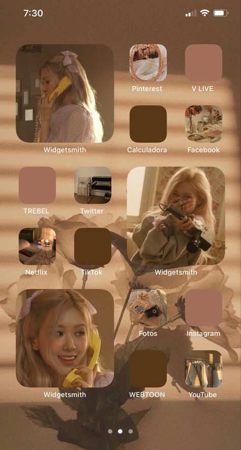 Rosé Brown Aesthetic, Blackpink Homescreen, Aesthetic Homescreen Ideas, Rose Gone, Blackpink Vintage, Aesthetic Homescreen, Strict Parents, Phone Ideas, Phone Layout