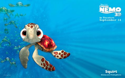 Squirt - Pixar Wiki - Wikia Finding Nemo Turtle, Crush Finding Nemo, Dory Characters, Turtle Wallpaper, Finding Nemo 2003, Disney Finding Nemo, Turtle Love, Turtle Painting, Cartoon Sketches