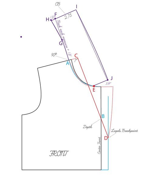 Build Up Collar Pattern, How To Draft A Collar Pattern, Coat Collar Pattern, Collar Pattern Drafting, Notched Collar Pattern, Collar Shirt Pattern, Lapel Collar Pattern, High Neck Pattern, Pattern Drafting Bodice