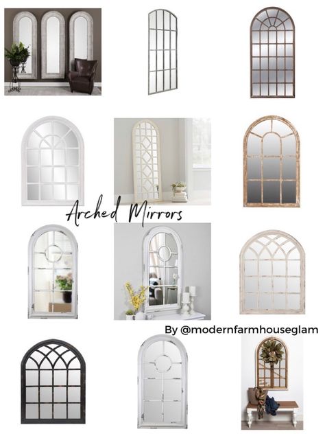 Arched mirrors, window pane mirror, full length mirror, home Decour, furniture, living room, entryway, modern farmhouse glam, Wayfair, Pottery Barn
 http://liketk.it/3h7IH #liketkit @liketoknow.it #LTKDay #LTKhome #LTKsalealert @liketoknow.it.home You can instantly shop my looks by following me on the LIKEtoKNOW.it shopping app Arch Mirror Decor Living Room, Farmhouse Mirror Decor, Arched Mirrors, Modern Farmhouse Glam, Farmhouse Wall Decor Living Room, Wall Mirror Decor Living Room, Iron Arch, Window Pane Mirror, Mirror Decor Ideas