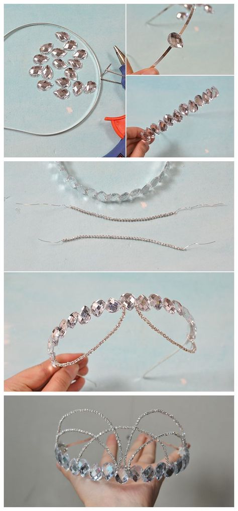 Beaded Crown Diy, How To Make Accessories, Headband Ideas Diy, Beaded Headband Diy, How To Make Tiara, Beebeecraft Tutorials, Beaded Hair Accessories, Beaded Tiara, Diy Hair Accessories Tutorial