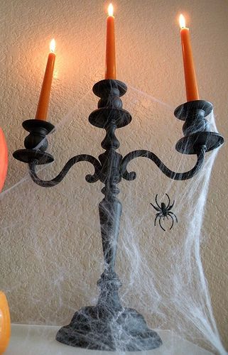 Halloween decorating ideas and tips Halloween Ideas, Halloween Boards, Spooky Soiree, Halloween Candelabra, Halloween Centerpieces, Halloween Decorating Ideas, Casa Halloween, Halloween Fest, Creepy Spider