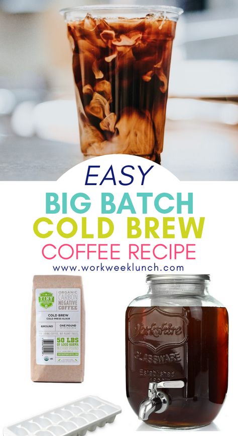 This easy cold brew coffee recipe saves money, saves and reduces waste! It includes a big batch cold brew coffee ratio. You'll want to add this make-ahead cold brew coffee recipe to your meal prep for the week. #coffee #coldbrewcoffee #mealprep #workweeklunch Cold Brew Ratio, Cold Brew Coffee Ratio, Coffee Ratio, Diy Cold Brew Coffee, Brew Coffee Recipe, Homemade Cold Brew Coffee, Cold Brew Coffee At Home, Romantic Drinks, Cold Brew Coffee Recipe