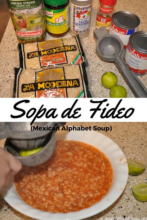 Essen, Mexican Alphabet, Mexican Sopa, Fideo Recipe, Mexican Comfort Food, Mexican Dish, Mexican Soup, Mexican Cooking, Hispanic Food