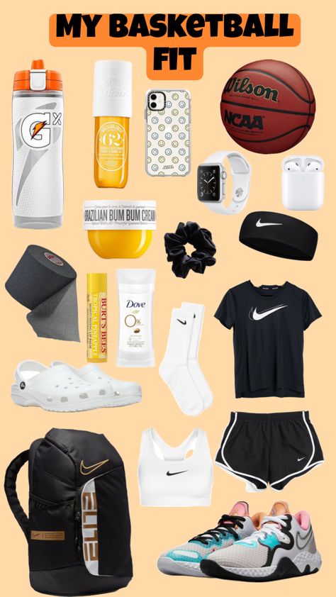 Here my basketball fit!!!🏀 #basketballgirl #basketball4life #basketball #outfits #nike What To Put In A Basketball Bag, What To Pack In My Basketball Bag, Practice Outfits Basketball, Basketball Fits Women, Basket Ball Outfit For Girl, Basketball Clothes Womens, What To Bring To A Basketball Game, Basketball Outfit Practice, What To Wear To Basketball Tryouts