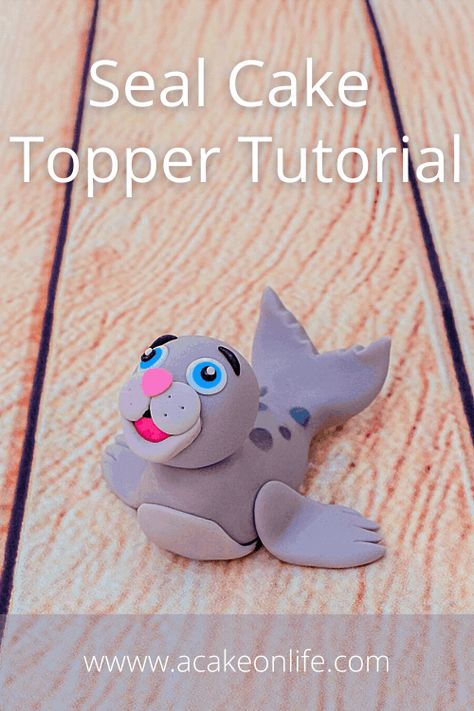 Seal Cake, Midnight Food, Model Tutorial, Model Cake, Fimo Art, Cute Seals, Cake Topper Tutorial, Fondant Animals, Edible Glue