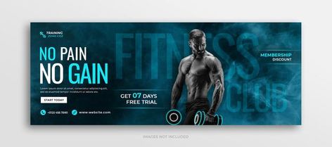 Fitness training and gym workout faceboo... | Premium Psd #Freepik #psd #banner Fitness Banner Design, Gym Banner Design, Facebook Cover Image Design, Couples Fitness, Sport Ads, Fitness Banner, Creative Facebook Cover, Easter Creative, Fitness Backgrounds