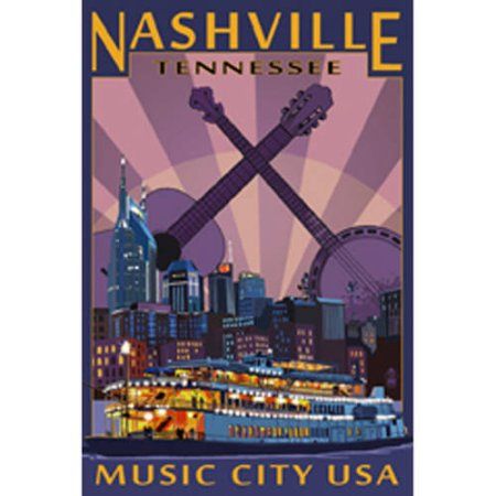 Skyline At Night, Gatlinburg Tennessee, Retro Travel Poster, Photo Vintage, Night Art, Music City, Gatlinburg, Nashville Tennessee, Vintage Travel Posters