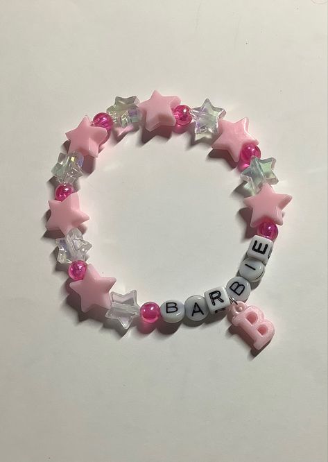 Barbie inspired bracelet I <3 barbie Barbie Inspired Jewelry Diy, Barbie Inspired Bracelet Diy, Diy Barbie Bracelet, Barbie Themed Bracelet, Barbie Inspired Beaded Bracelet, Barbie Inspired Bracelet, Barbie Beaded Bracelet, Barbie Friendship Bracelet, Barbie Bracelet Ideas