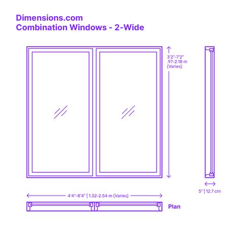 The 2-Wide combination window is an attractive design that presents a single horizontal row of two vertical panels, creating a visually appealing display. This two-panel-wide arrangement balances form and function, allowing generous natural light entry and delivering clear, unobstructed views. Downloads online #windows #buildings #construction Types Of Windows Architecture, Autocad Layout, Sliding Window Design, Horizontal Sliding Windows, Window Structure, Models Architecture, Small House Blueprints, Window Glass Design, Slider Window