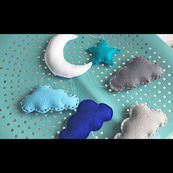 Sewing Projects | Hobbycraft Felt Moon, Diy Crib, Easy Baby Blanket, Star Mobile, Felt Mobile, Diy Nursery, Sewing Projects For Kids, Nursery Mobile, Moon And Star