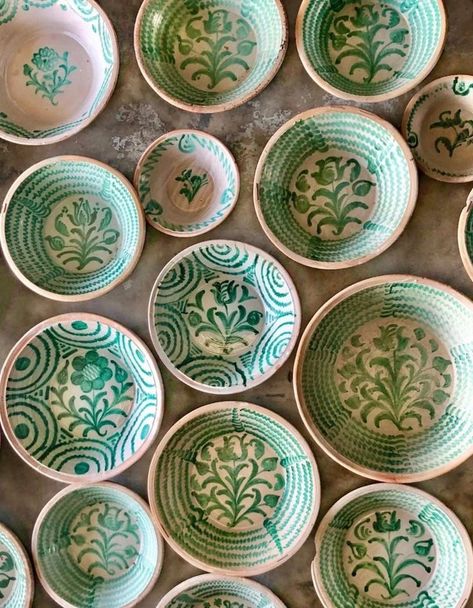 A collection of antique Spanish lebrillo bowls - can we take them all? 😍 Photo c/o @authenticprovence Spanish Ceramics, Painted Ceramic Plates, Photo C, Italian Pottery, Ceramic Plates, Ceramic Painting, Palm Springs, Provence, Coupon Codes