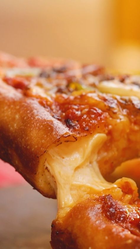 tastemadeuk on Instagram: Level Up your pizza with a cheese string stuffed crust Stuffed Crust Pizza Recipes, Stuffed Crust Pizza, Stuffed Crust, Pizza Guy, Pizza Design, String Cheese, Food Charms, Crust Pizza, Pizza Crust