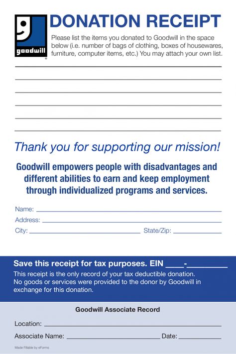 free goodwill donation receipt template  pdf  eforms thrift store donation receipt template sample Goodwill Furniture, Donation Receipt, Donation Form, Picture Templates, Receipt Template, Spreadsheet Template, Custom Templates, Invoice Template, Donate To Charity