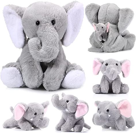 Amazon.com: 5 Pieces Plush Elephants with Zippered Pouch and 4 Little Plush Elephants Soft Stuffed Animals Play Set for Party Supplies Favors Decorations Stocking Stuffers (White and Gray) : Toys & Games Dumbo Stuffed Animal, Stuffed Elephant For Baby, Dumbo Plush, Fox Stuffed Animal, Elephant Stuffed Animal, Duck Toy, Elephant Toy, Antique Toys Elephant, Elephant Plush