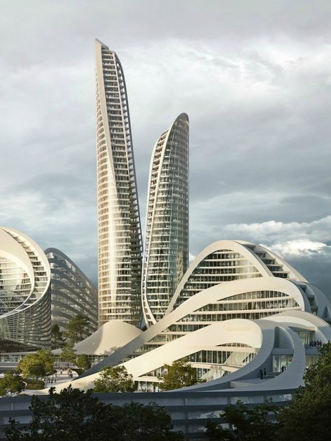 Flying Architecture, Zaha Hadid Buildings, Zaha Hadid Architecture, Zaha Hadid Design, Futuristic Building, Modern Architecture Building, Tall Buildings, Skyscraper Architecture, Zaha Hadid Architects