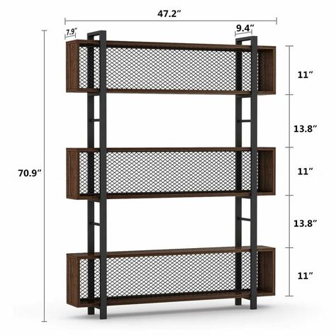 Williston Forge Phan 6-Tier Geometric Bookcase & Reviews | Wayfair Industrial Bookcase, Bookcase Display, Large Bookcase, Industrial Bookcases, Metal Furniture Design, Open Bookcase, Etagere Bookcase, Steel Shelf, Shelf Storage