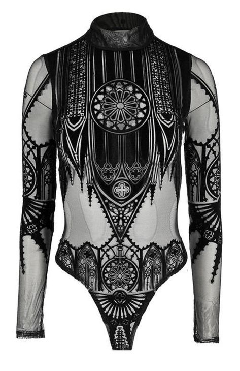 Restyle - Inverted Cathedral - Mesh Body - Wild Star Hearts Black Mesh Bodysuit, Gothic Cathedral, Bodysuit Top, Mesh Bodysuit, Ladies Clothing, The Cathedral, Gothic Architecture, Mesh Long Sleeve, Black Bra