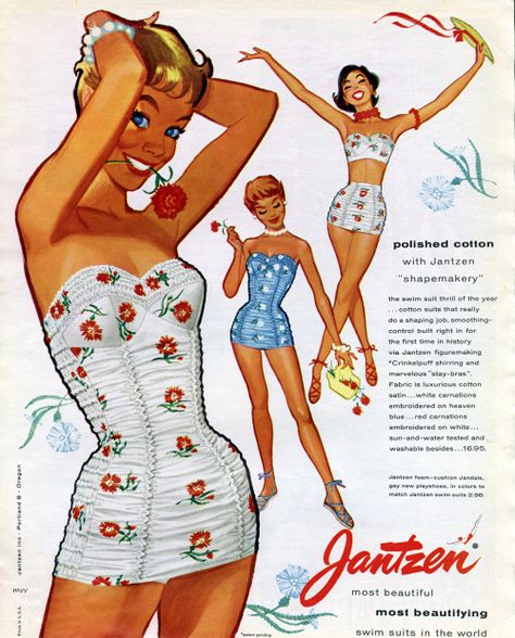 Jantzen 1955 Vintage Bathing Suit Patterns, Jantzen Swimwear, Vintage Loungewear, I'm Just A Girl, Concept Clothing, Vintage Swimsuits, Vintage Pin Up, Vintage Inspired Dresses, Vintage Vogue